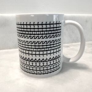 NWOT Etsy Geometric Print Hidden Message Coffee Ceramic Mug White Black OS